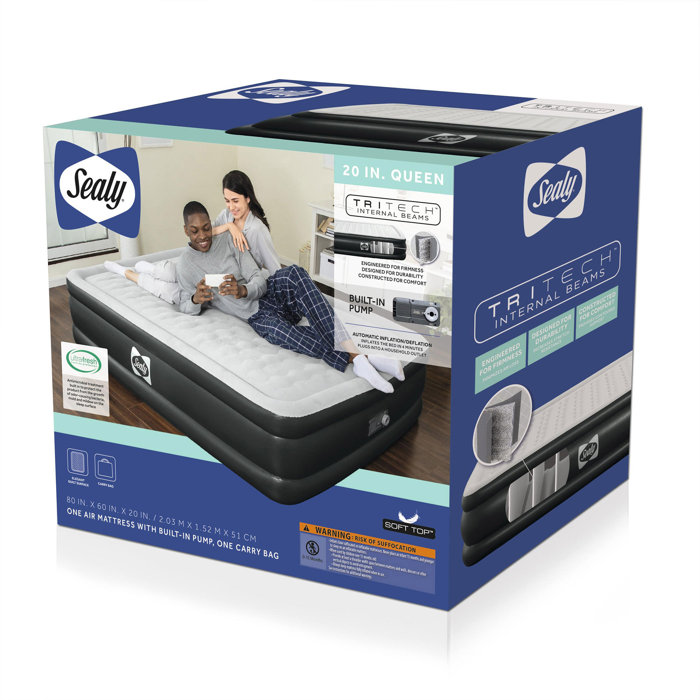 Bestway Sealy Tritech Inflatable Air Mattress Bed Queen 20" with Built